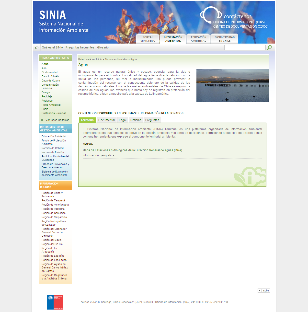Sinia: acceso a datos consolidados sobre la temática del agua