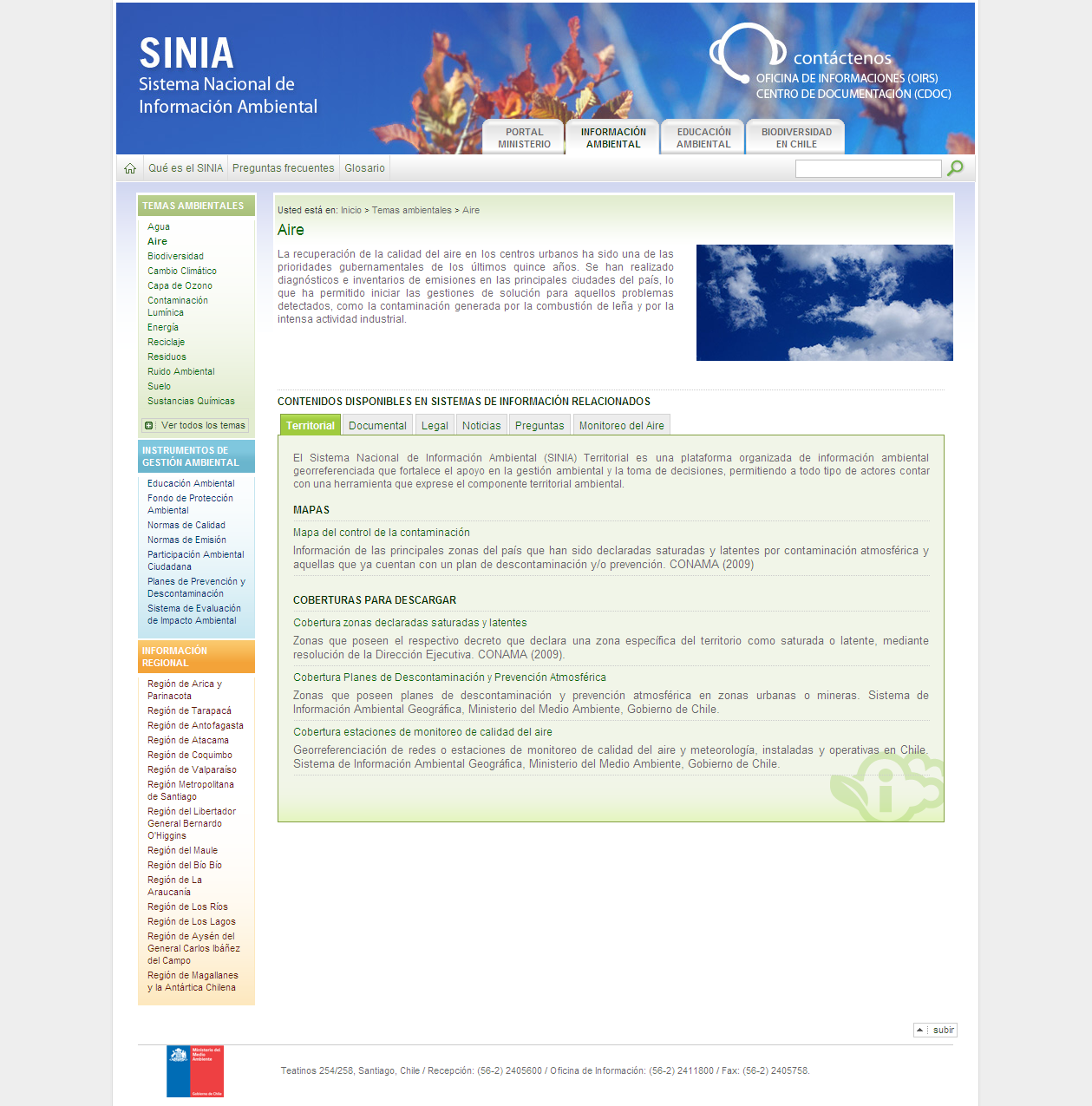 Sinia: acceso a datos consolidados sobre la temática aire