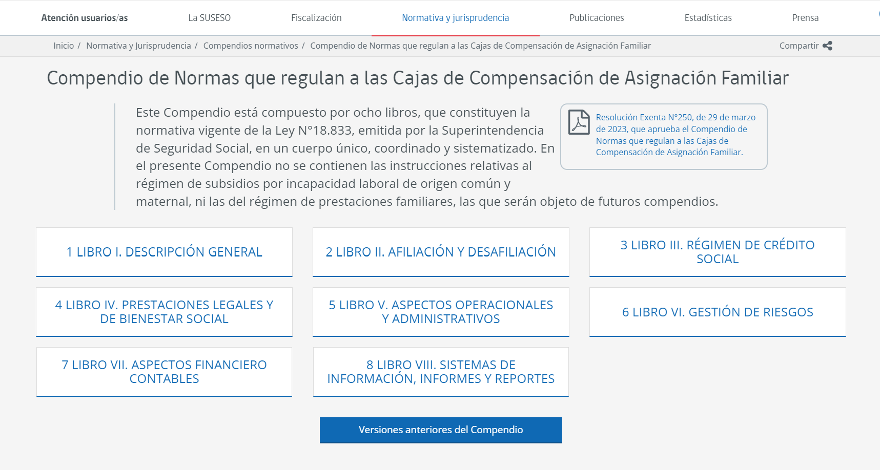 Portada del Compendio Normativo de las CCAF