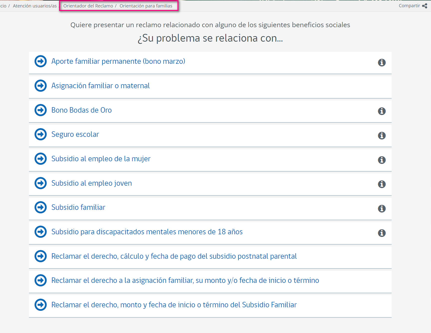 Sección de Orientación para las familias