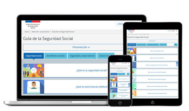 Vistas responsive de la Guía de la Seguridad Social