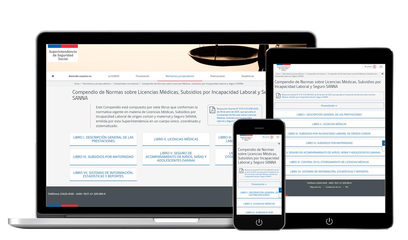 Vistas responsive del Compendio normativo de LM SIL SANNA