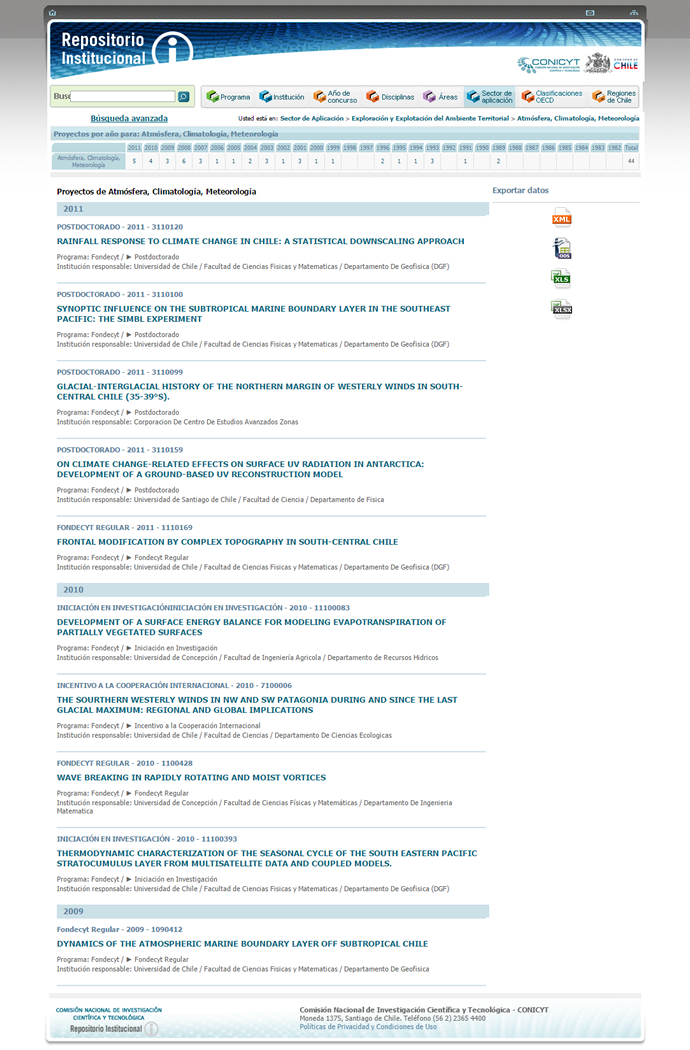 Proyectos por sector: Atmósfera, Climatología, Meteorología