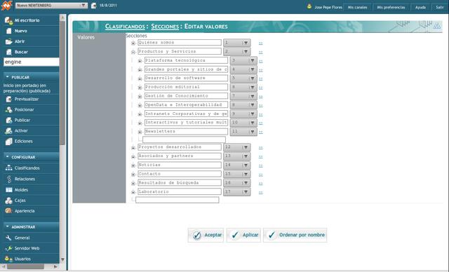 Arquitectura de información dinámica y configurable
