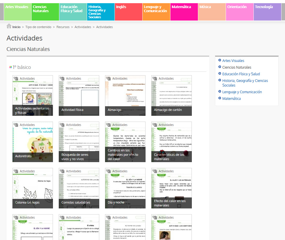 Recursos para actividades de Ciencias Naturales