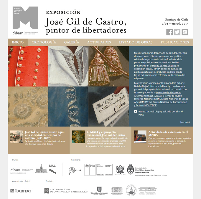 Portada del sitio Exposición Gil de Castro